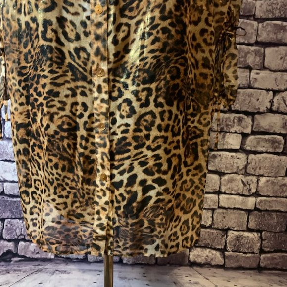 Resume' Animal Print Sheer Blouse W/ Blk Tank - Picture 3 of 8